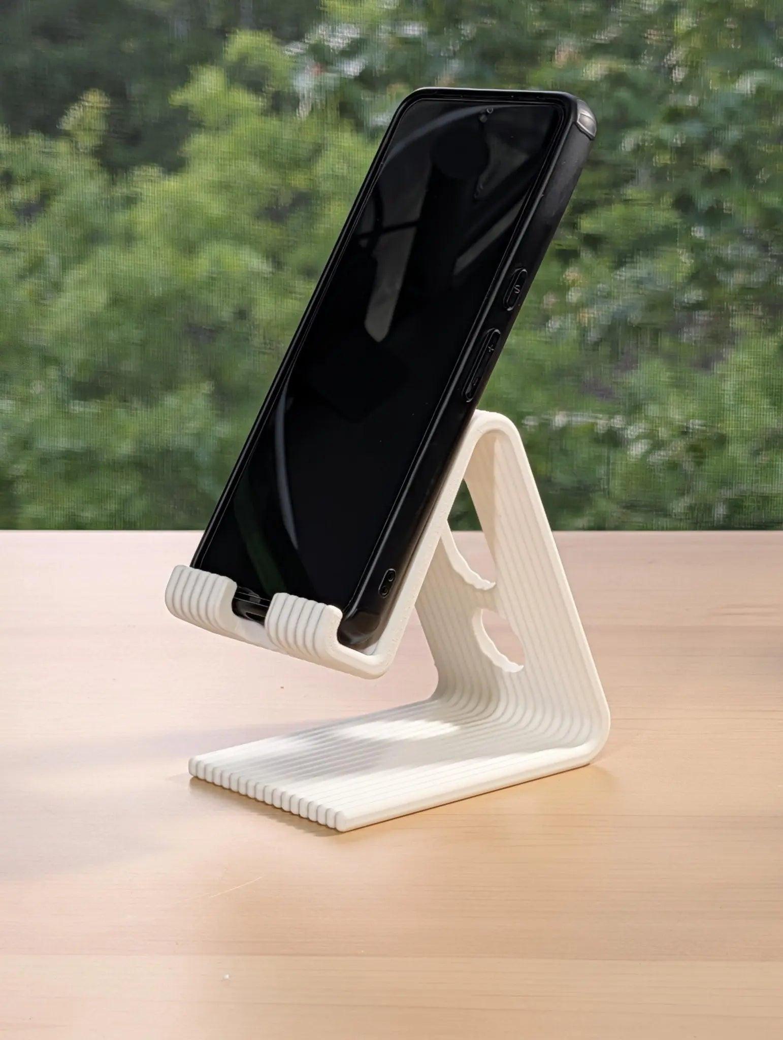 3D Printed Ribbed Phone Stand, Organic Phone Holder, Organized Desk, Office Decor - Sharq Labs3D Printed Ribbed Phone Stand, Organic Phone Holder, Organized Desk, Office DecorSharq Labs