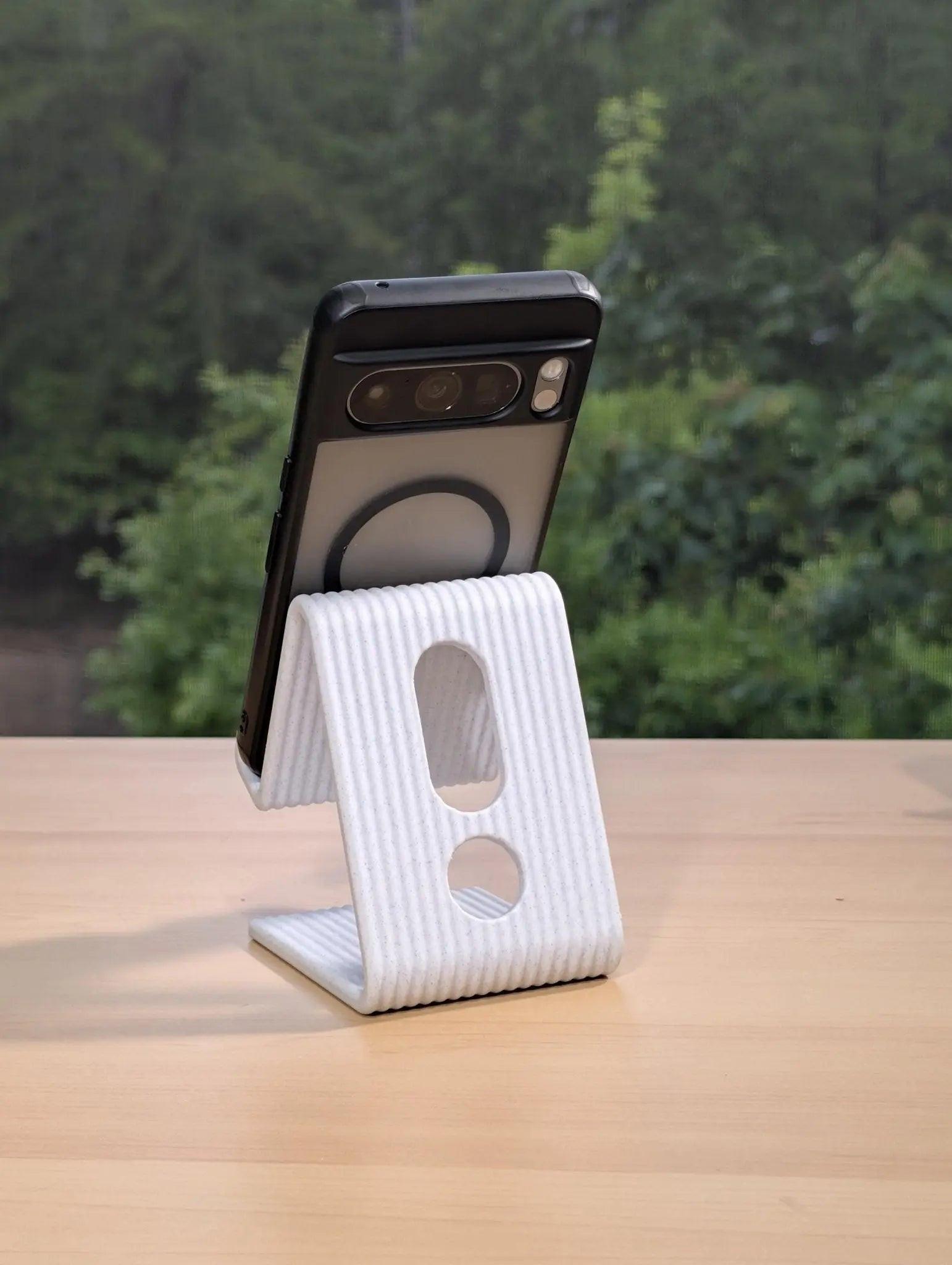 3D Printed Ribbed Phone Stand, Organic Phone Holder, Organized Desk, Office Decor - Sharq Labs3D Printed Ribbed Phone Stand, Organic Phone Holder, Organized Desk, Office DecorSharq Labs