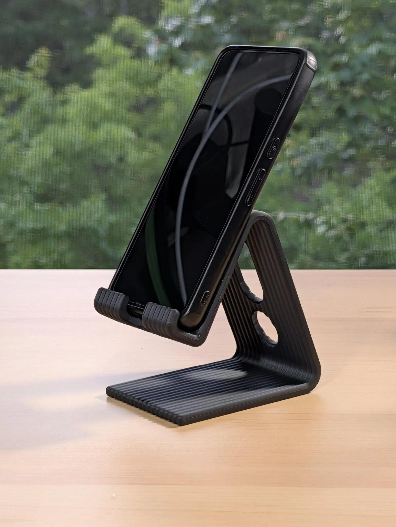 3D Printed Ribbed Phone Stand, Organic Phone Holder, Organized Desk, Office Decor - Sharq Labs3D Printed Ribbed Phone Stand, Organic Phone Holder, Organized Desk, Office DecorSharq Labs