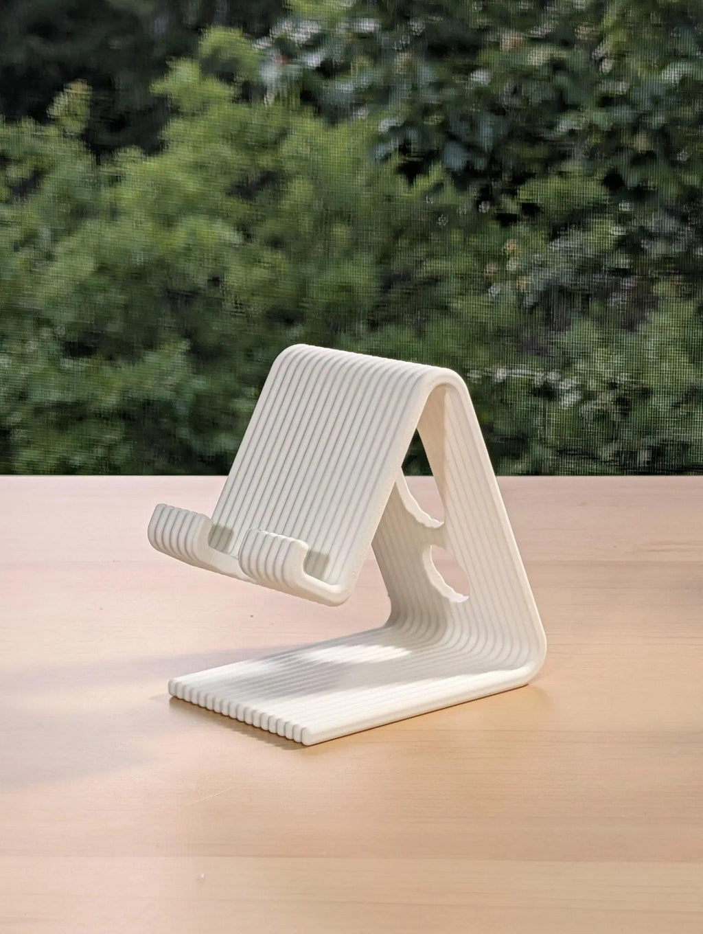 3D Printed Ribbed Phone Stand, Organic Phone Holder, Organized Desk, Office Decor - Sharq Labs3D Printed Ribbed Phone Stand, Organic Phone Holder, Organized Desk, Office DecorSharq Labs