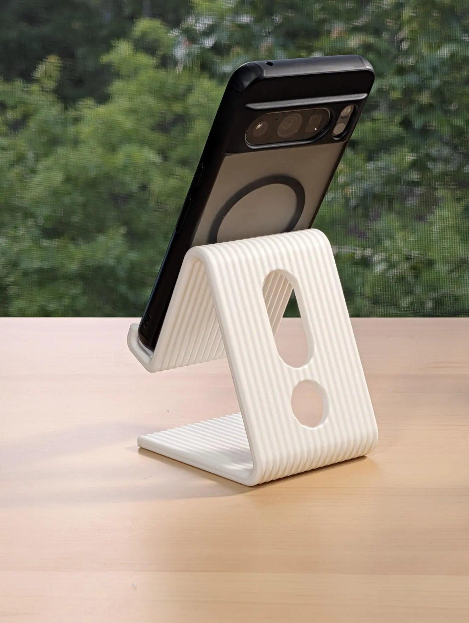 3D Printed Ribbed Phone Stand, Organic Phone Holder, Organized Desk, Office Decor - Sharq Labs3D Printed Ribbed Phone Stand, Organic Phone Holder, Organized Desk, Office DecorSharq Labs