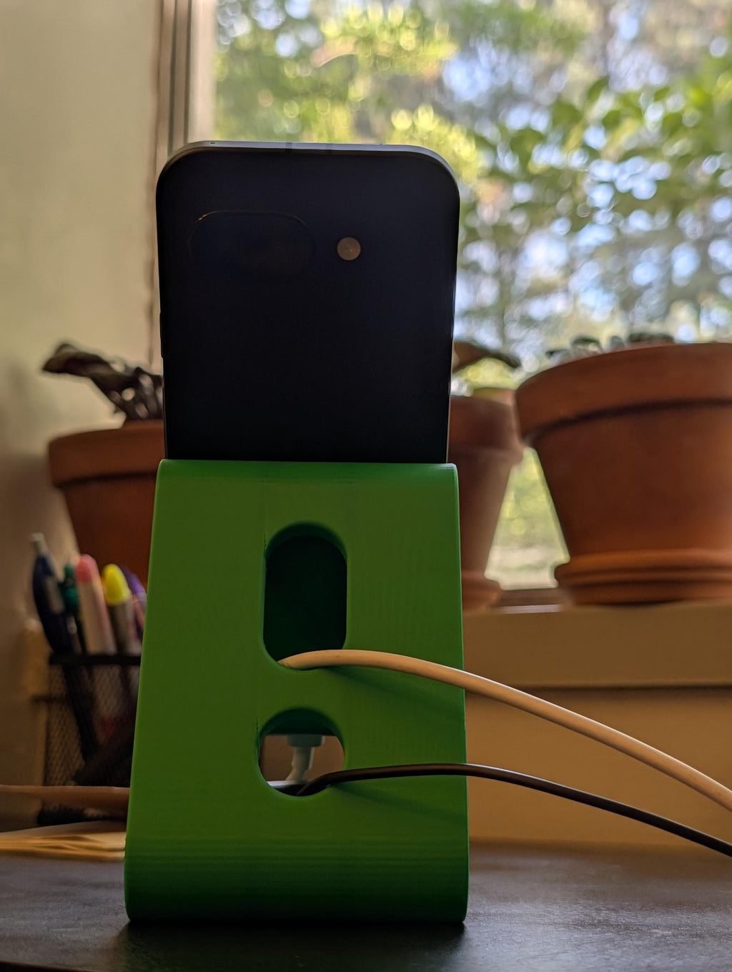 Minimalist Phone Stand, Desk Cable Organizer, Colorful Smartphone holder, Standing Desk Accessory