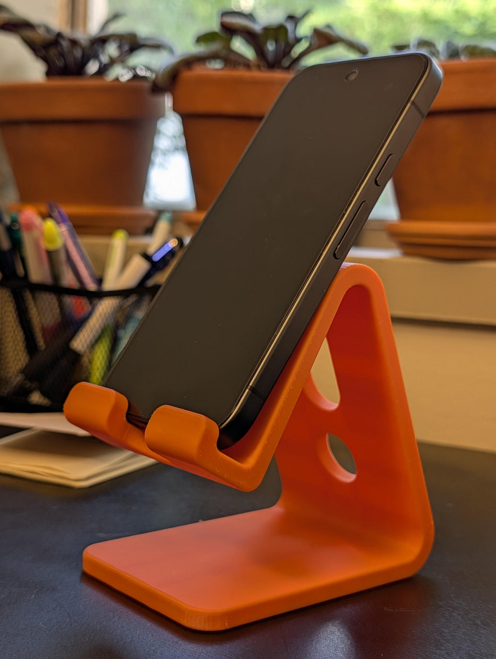 Minimalist Phone Stand, Desk Cable Organizer, Colorful Smartphone holder, Standing Desk Accessory