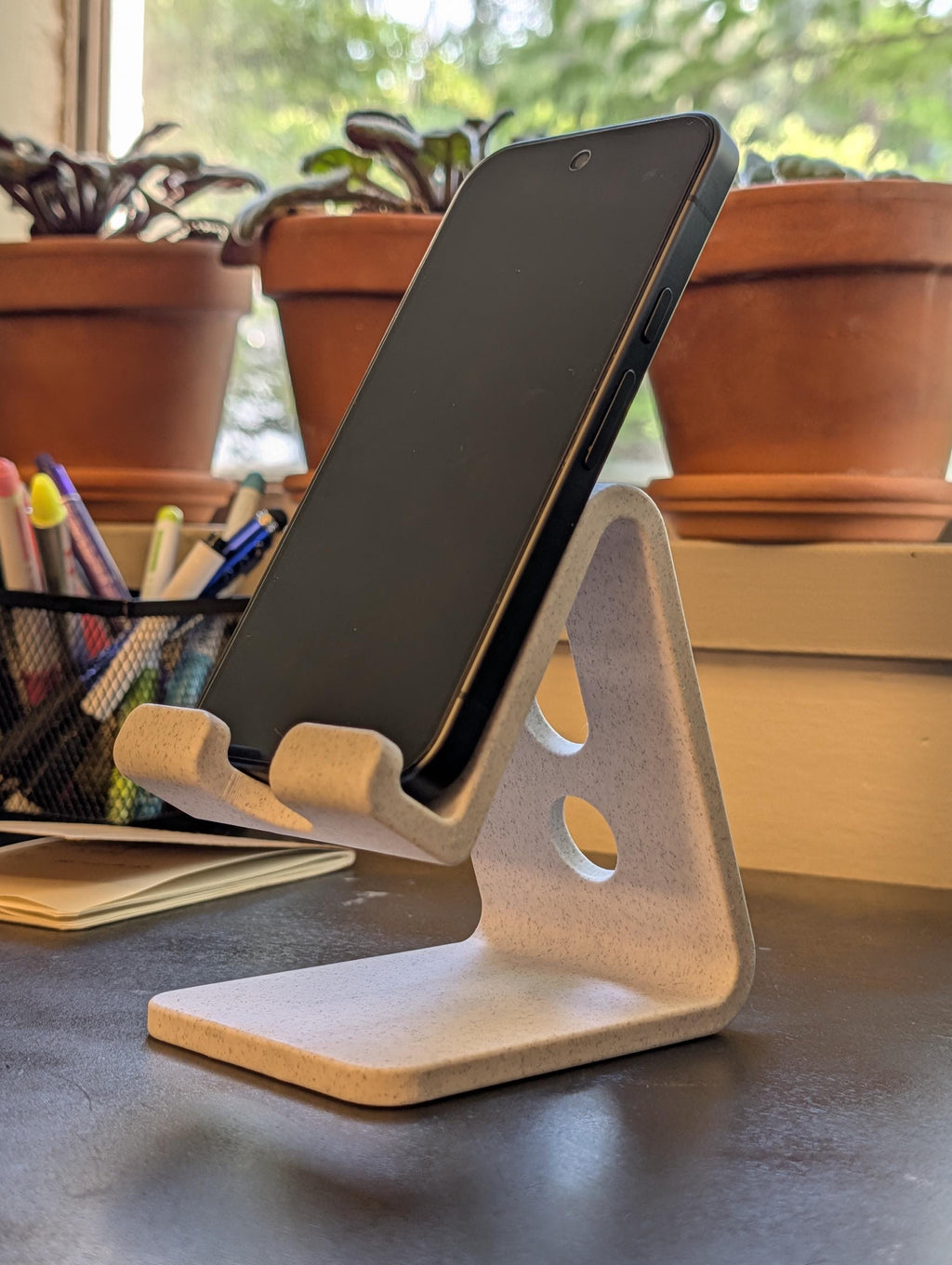 Minimalist Phone Stand, Desk Cable Organizer, Colorful Smartphone holder, Standing Desk Accessory