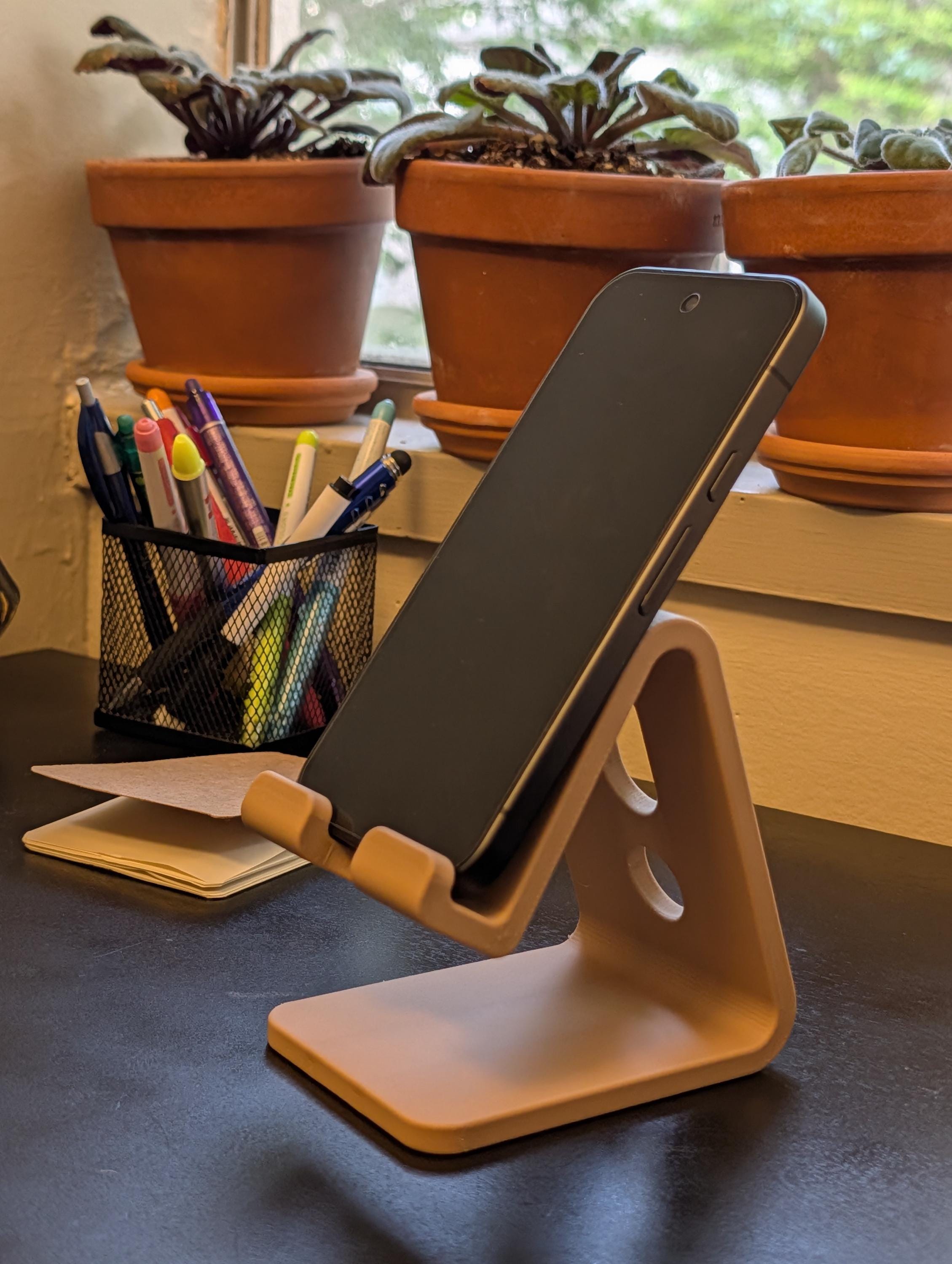 Minimalist Phone Stand, Desk Cable Organizer, Colorful Smartphone holder, Standing Desk Accessory
