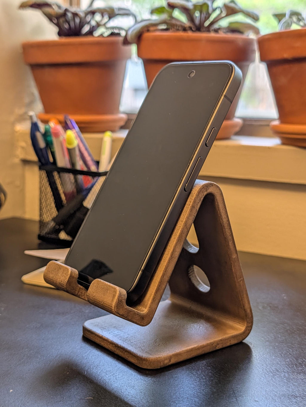 Minimalist Phone Stand, Desk Cable Organizer, Colorful Smartphone holder, Standing Desk Accessory