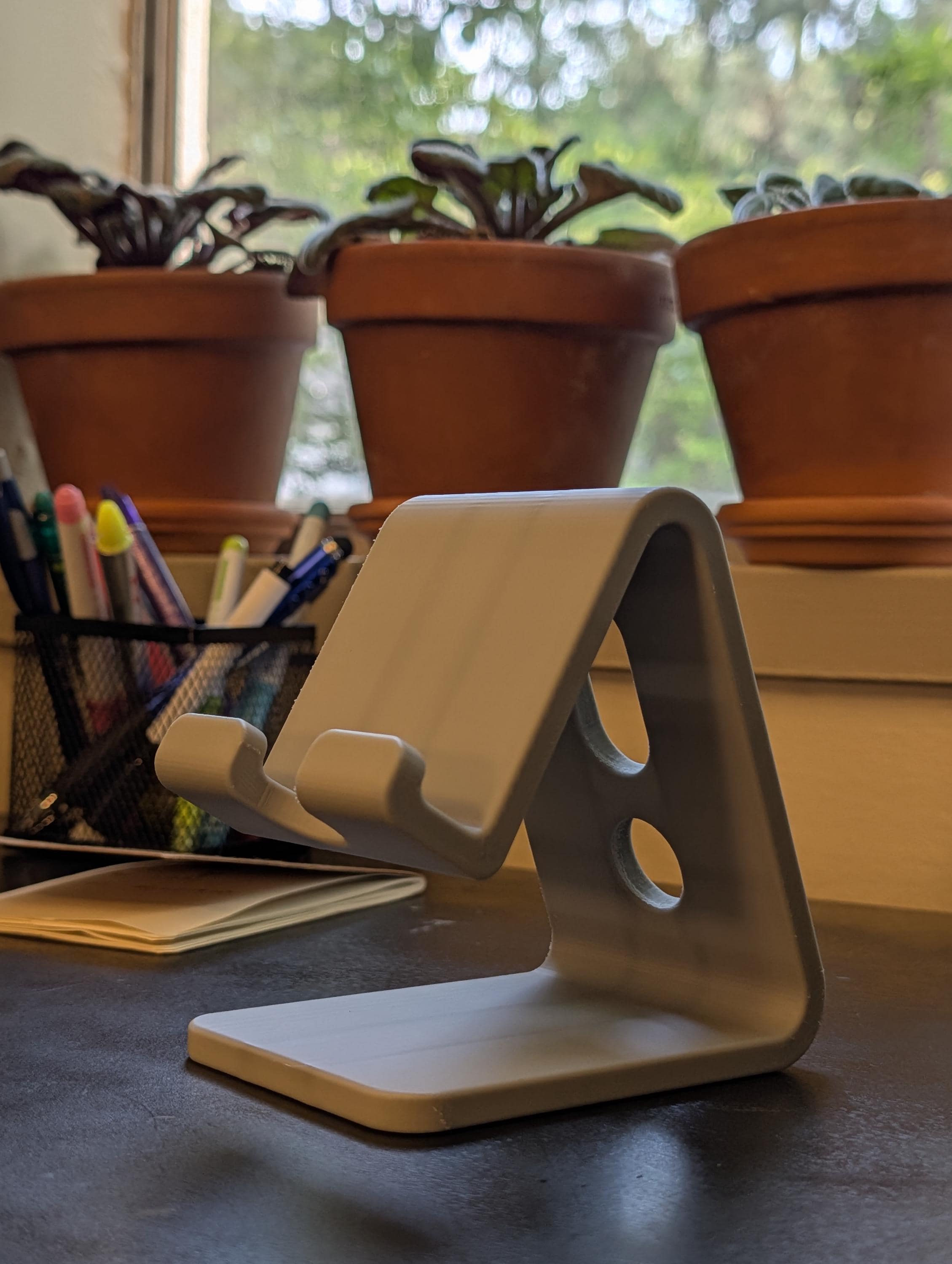 Minimalist Phone Stand, Desk Cable Organizer, Colorful Smartphone holder, Standing Desk Accessory