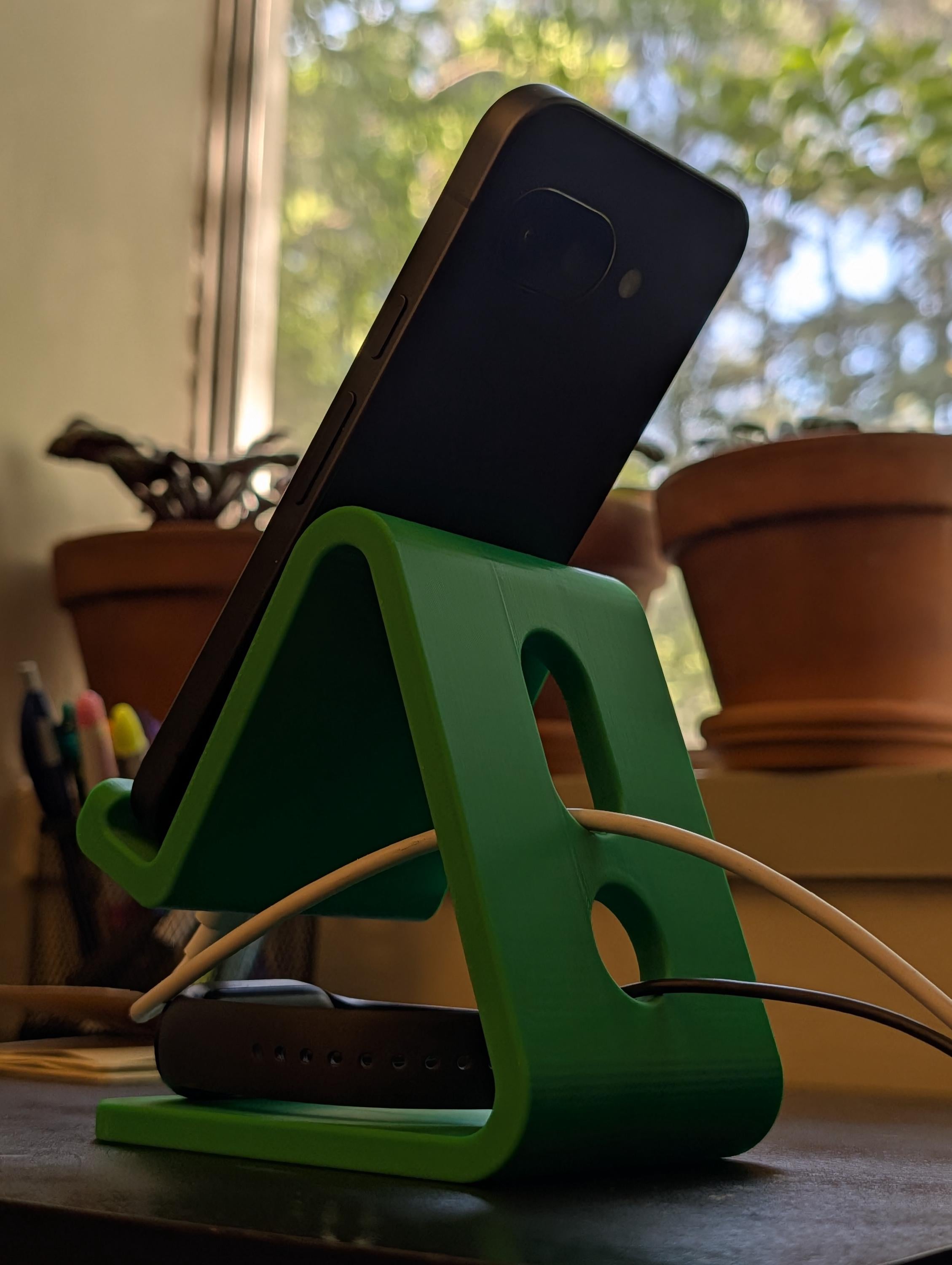Minimalist Phone Stand, Desk Cable Organizer, Colorful Smartphone holder, Standing Desk Accessory