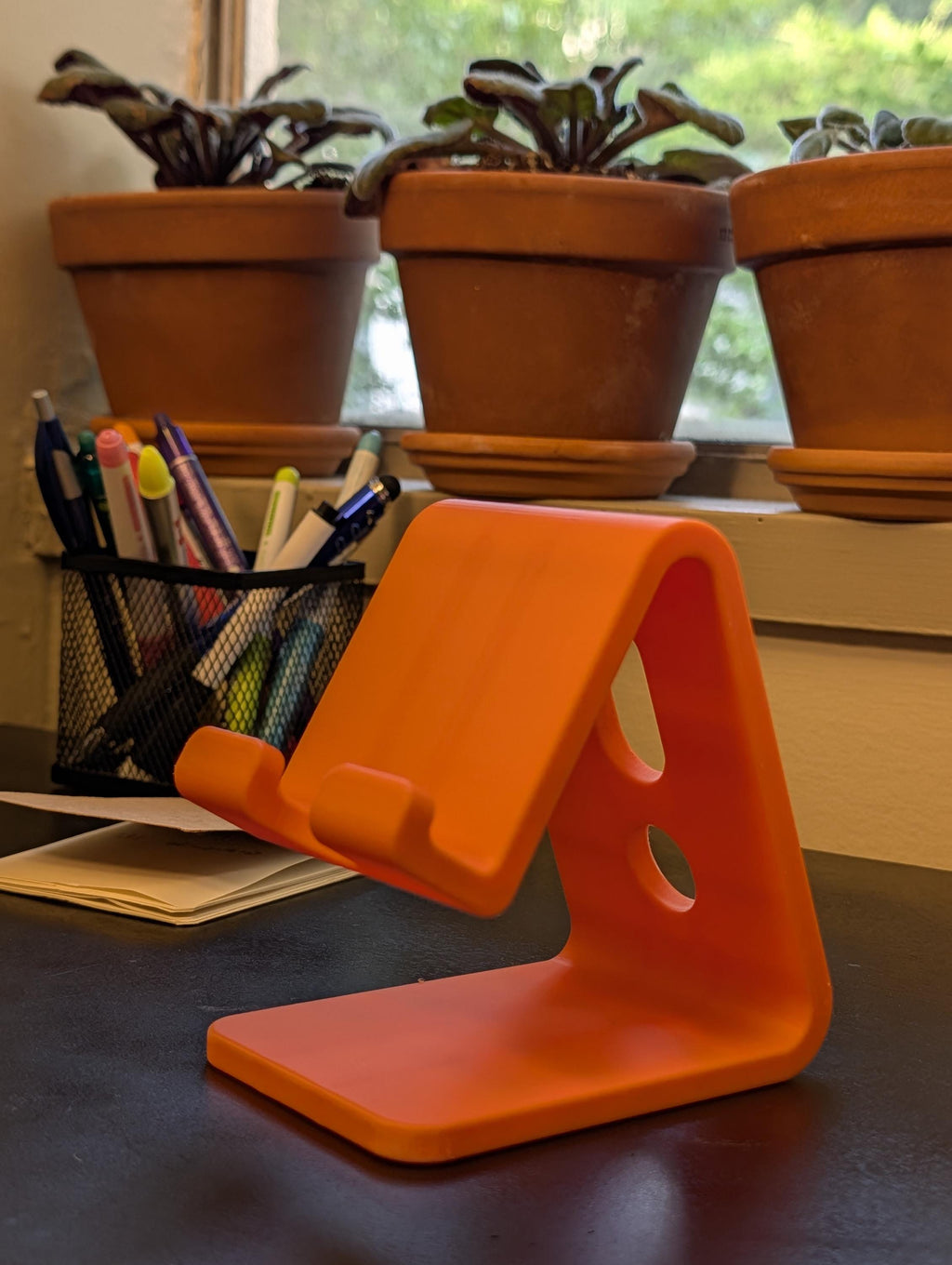 Minimalist Phone Stand, Desk Cable Organizer, Colorful Smartphone holder, Standing Desk Accessory