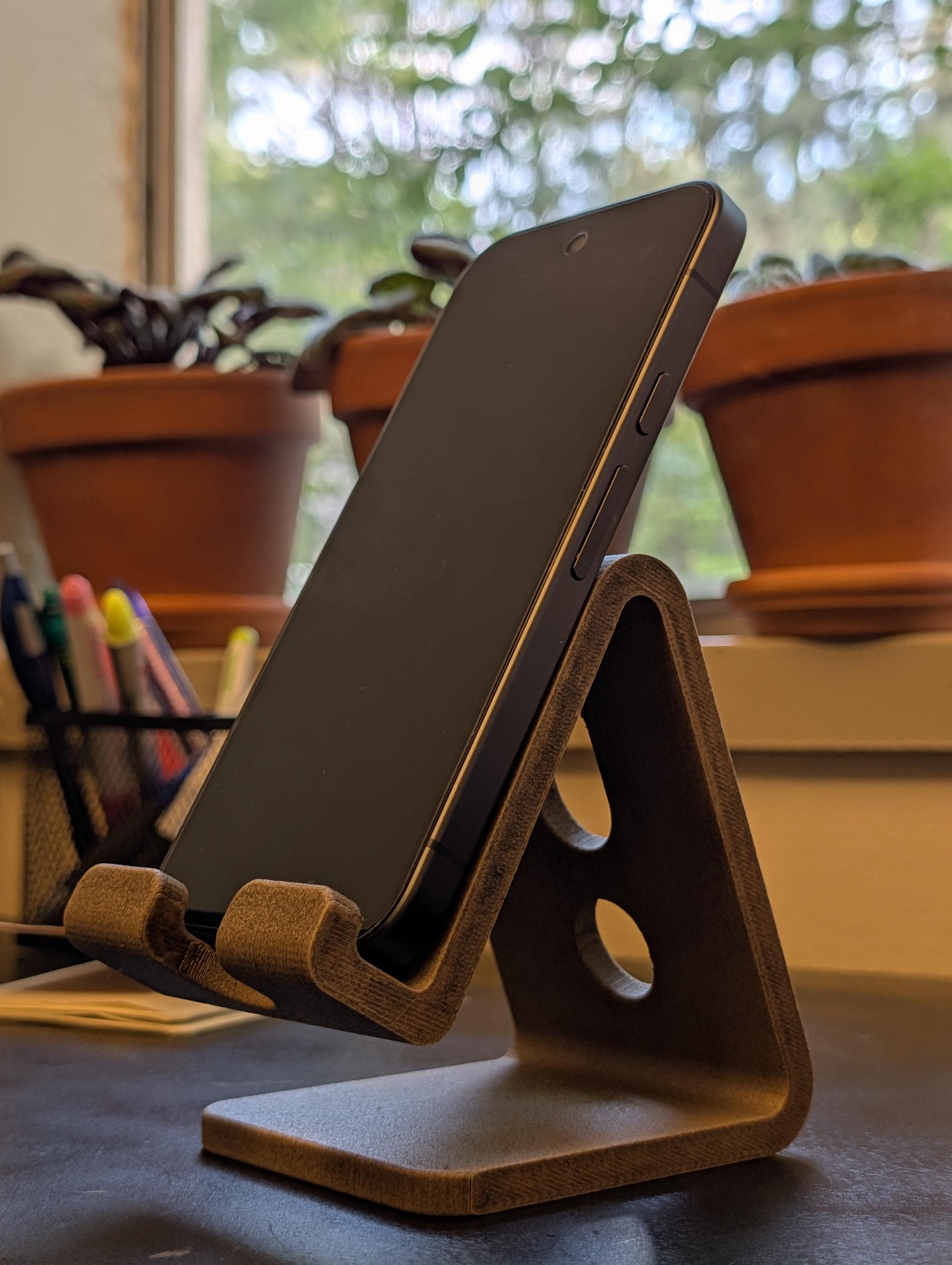 Minimalist Phone Stand, Desk Cable Organizer, Colorful Smartphone holder, Standing Desk Accessory