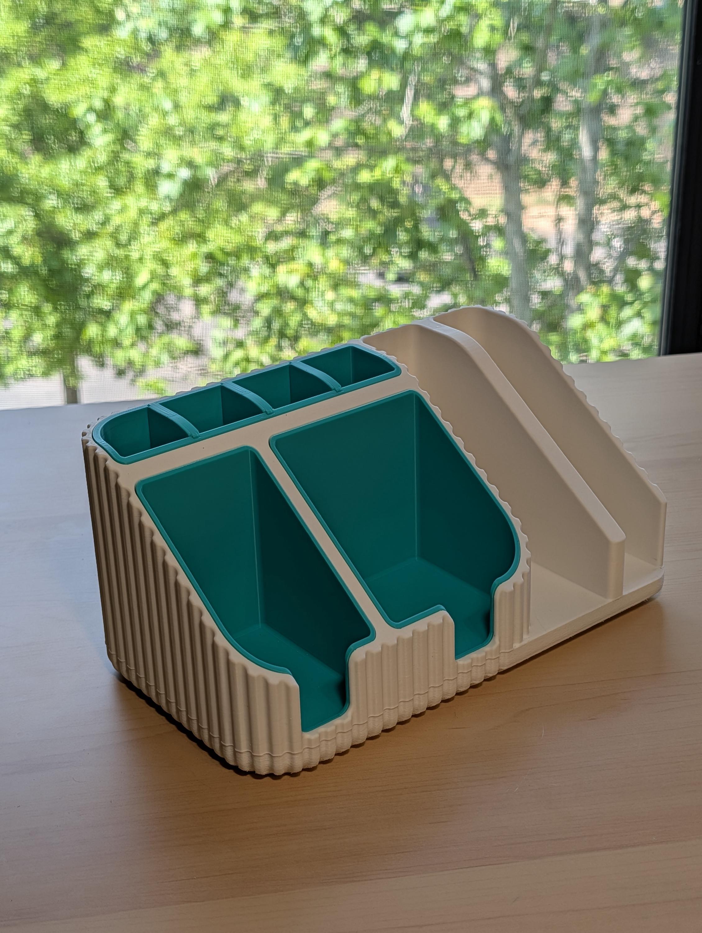 Modular Desk Organizer, Customizable Multi-Slot Pen Holder, Sticky Notes Caddy