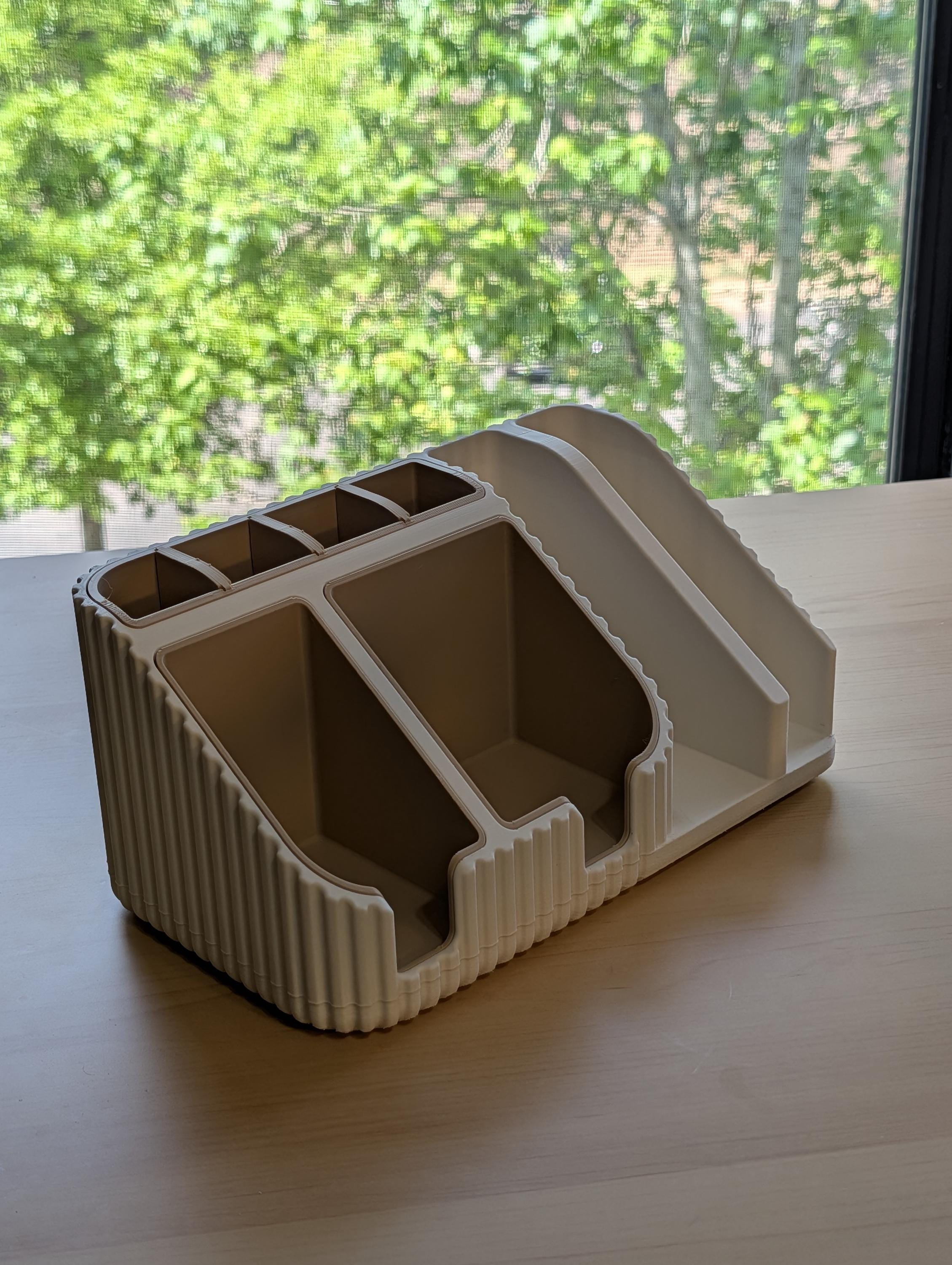 Modular Desk Organizer, Customizable Multi-Slot Pen Holder, Sticky Notes Caddy
