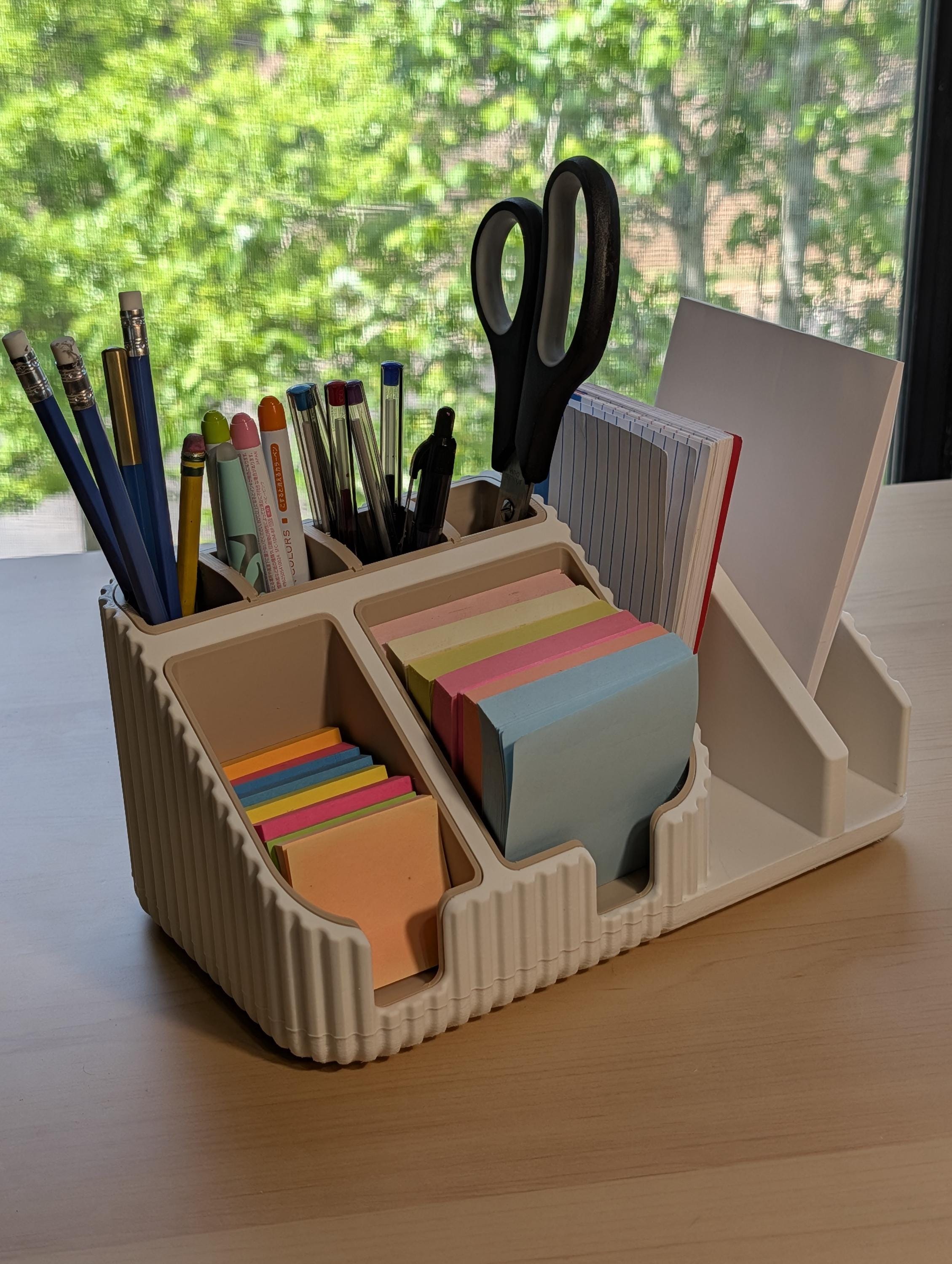 Modular Desk Organizer, Customizable Multi-Slot Pen Holder, Sticky Notes Caddy