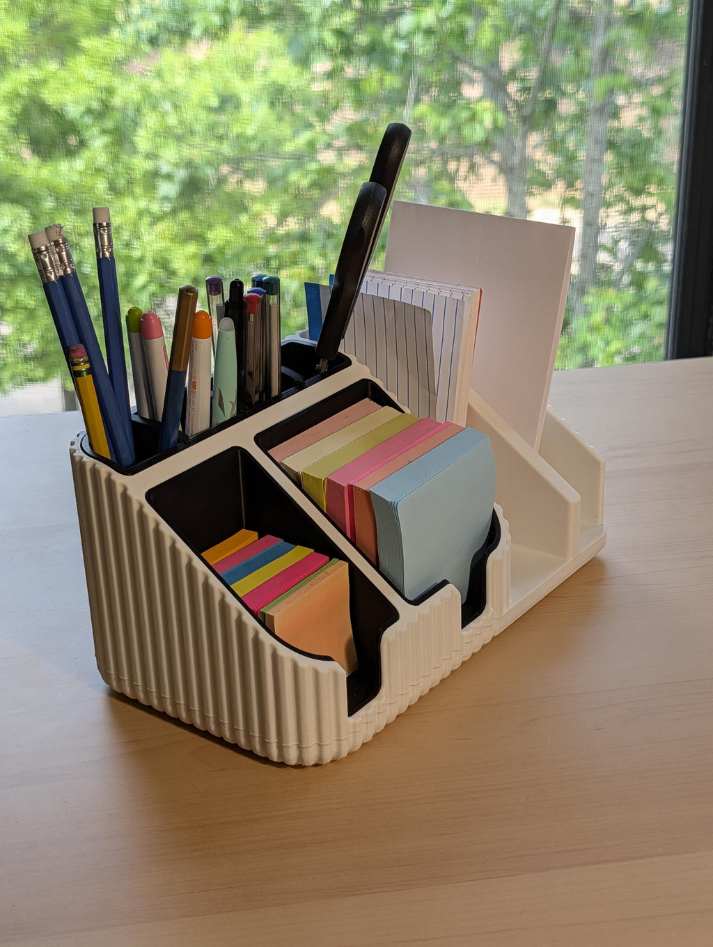 Modular Desk Organizer, Customizable Multi-Slot Pen Holder, Sticky Notes Caddy