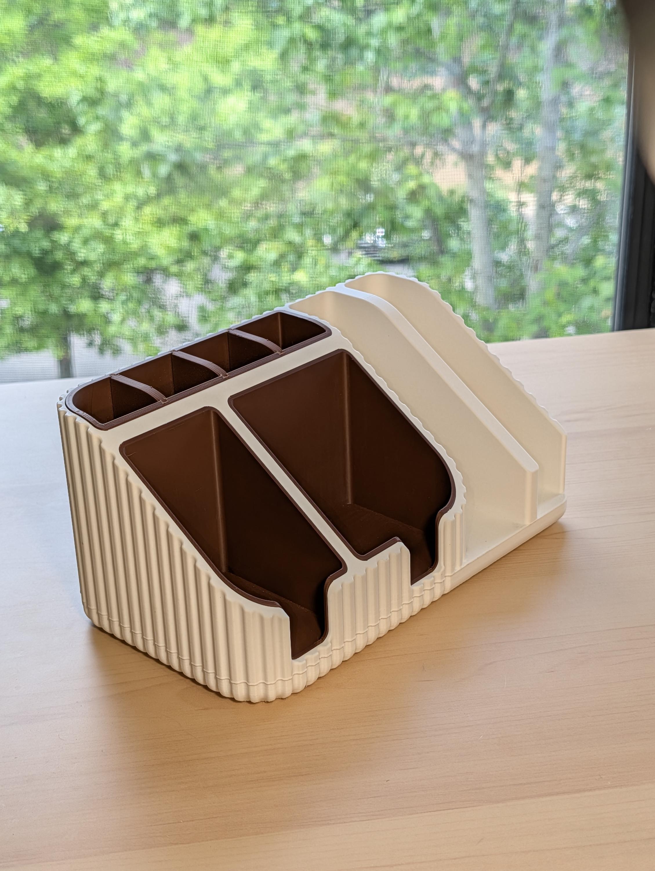 Modular Desk Organizer, Customizable Multi-Slot Pen Holder, Sticky Notes Caddy